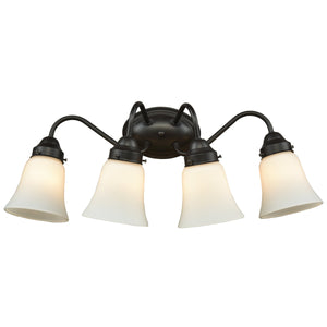 Thomas Lighting Califon Two Light Vanity Bar with Arched Arms and Tapered Glass Shades for Bathrooms Bronze 23 inches CN570411