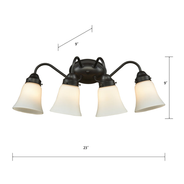 Thomas Lighting Califon Two Light Vanity Bar with Arched Arms and Tapered Glass Shades for Bathrooms Bronze 23 inches CN570411