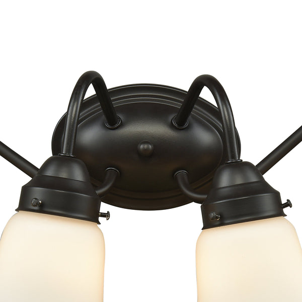 Thomas Lighting Califon Two Light Vanity Bar with Arched Arms and Tapered Glass Shades for Bathrooms Bronze 23 inches CN570411