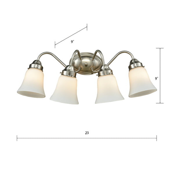 Thomas Lighting Califon Two Light Vanity Bar with Arched Arms and Tapered Glass Shades for Bathrooms Nickel 23 inches CN570412