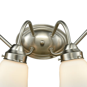 Thomas Lighting Califon Two Light Vanity Bar with Arched Arms and Tapered Glass Shades for Bathrooms Nickel 23 inches CN570412