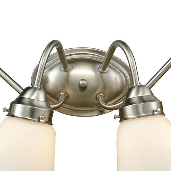 Thomas Lighting Califon Two Light Vanity Bar with Arched Arms and Tapered Glass Shades for Bathrooms Nickel 23 inches CN570412