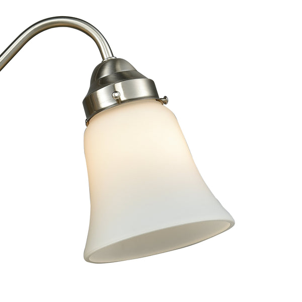 Thomas Lighting Califon Two Light Vanity Bar with Arched Arms and Tapered Glass Shades for Bathrooms Nickel 23 inches CN570412