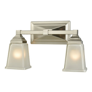 Thomas Lighting Sinclair Two Light Vanity Bar Frosted Glass Shades Brushed Nickel Bathroom Wall Fixture CN573211