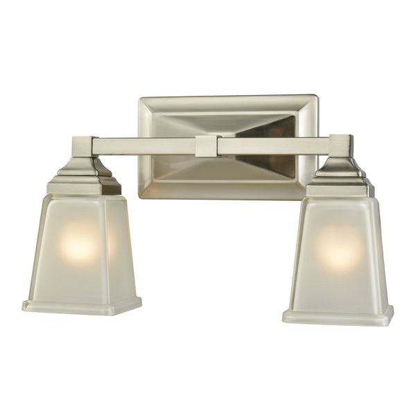 Thomas Lighting Sinclair Two Light Vanity Bar Frosted Glass Shades Brushed Nickel Bathroom Wall Fixture CN573211