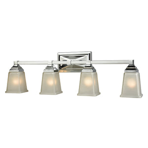 Thomas Lighting Sinclair Four Light Vanity Bar Frosted Glass Shades Polished Chrome Bathroom Fixture CN573412