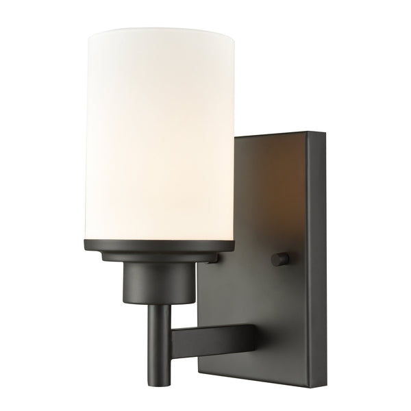 Thomas Lighting Belmar Two Light Vanity Fixture Metal Frame Glass Shades for Transitional Bathrooms Bronze 9'' High 1-Light Sconce CN575171