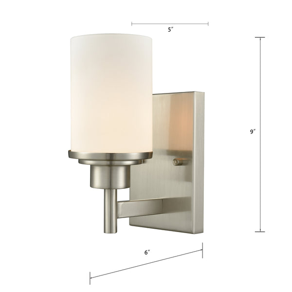 Thomas Lighting Belmar Two Light Vanity Fixture Metal Frame Glass Shades for Transitional Bathrooms Nickel 9'' High 1-Light Sconce CN575172