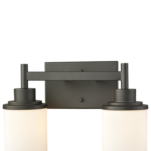 Thomas Lighting Belmar Two Light Vanity Fixture Metal Frame Glass Shades for Transitional Bathrooms Bronze 13'' Wide 2-Light Vanity Light CN575211