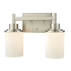 Thomas Lighting Belmar Two Light Vanity Fixture Metal Frame Glass Shades for Transitional Bathrooms Nickel 13'' Wide 2-Light Vanity Light CN575212