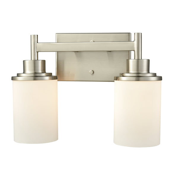 Thomas Lighting Belmar Two Light Vanity Fixture Metal Frame Glass Shades for Transitional Bathrooms Nickel 13'' Wide 2-Light Vanity Light CN575212