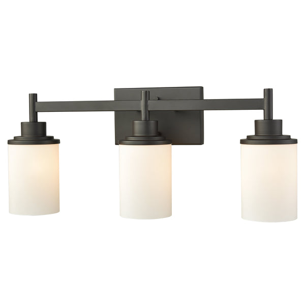 Thomas Lighting Belmar Two Light Vanity Fixture Metal Frame Glass Shades for Transitional Bathrooms Bronze 22'' Wide 3-Light Vanity Light CN575311
