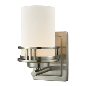 Thomas Lighting Ravendale Two Light Vanity Fixture with Cylindrical Glass Shades for Modern Bathrooms Nickel 9'' High 1-Light Sconce CN578172