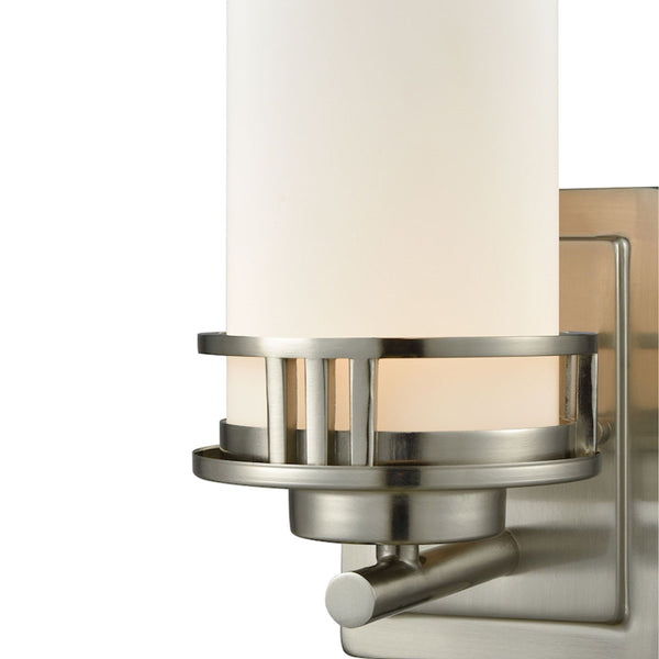 Thomas Lighting Ravendale Two Light Vanity Fixture with Cylindrical Glass Shades for Modern Bathrooms Nickel 9'' High 1-Light Sconce CN578172