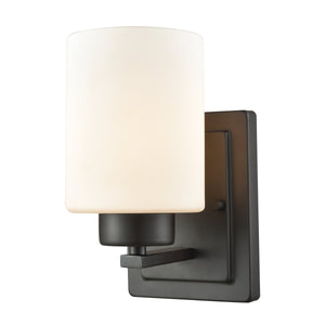 Thomas Lighting Summit Place Transitional Wall Sconce Brushed Metal with Cylindrical Glass Shade Bronze CN579171