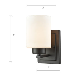 Thomas Lighting Summit Place Transitional Wall Sconce Brushed Metal with Cylindrical Glass Shade Bronze CN579171