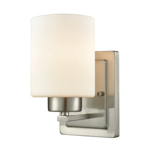 Thomas Lighting Summit Place Transitional Wall Sconce Brushed Metal with Cylindrical Glass Shade Nickel CN579172