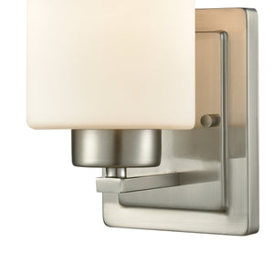 Thomas Lighting Summit Place Transitional Wall Sconce Brushed Metal with Cylindrical Glass Shade Nickel CN579172