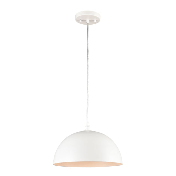 Thomas Lighting Chelsea Craftsman Mini Pendant Light with Metal Dome Shade for Kitchen or Dining White CN700154