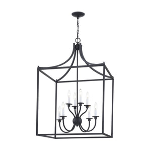 Thomas Lighting Prescott 8-Light Matte Metal Chandelier with Tiered Arms for Dining and Entryway Black CN700816