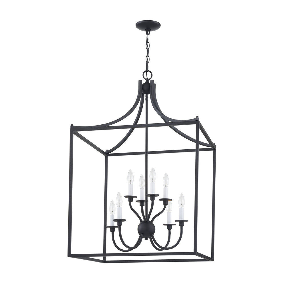 Thomas Lighting Prescott 8-Light Matte Metal Chandelier with Tiered Arms for Dining and Entryway Black CN700816