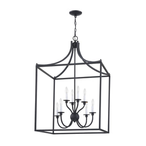 Thomas Lighting Prescott 8-Light Matte Metal Chandelier with Tiered Arms for Dining and Entryway Black CN700816