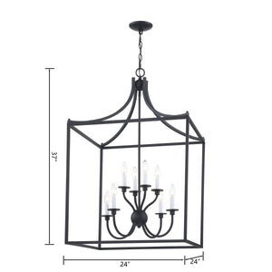 Thomas Lighting Prescott 8-Light Matte Metal Chandelier with Tiered Arms for Dining and Entryway Black CN700816
