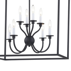 Thomas Lighting Prescott 8-Light Matte Metal Chandelier with Tiered Arms for Dining and Entryway Black CN700816