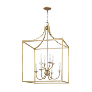 Thomas Lighting Prescott 8-Light Matte Metal Chandelier with Tiered Arms for Dining and Entryway Brass CN700818
