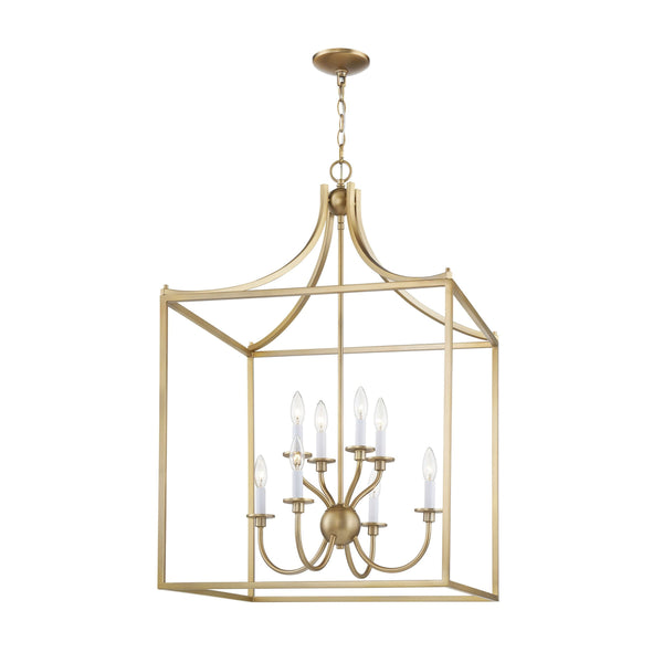 Thomas Lighting Prescott 8-Light Matte Metal Chandelier with Tiered Arms for Dining and Entryway Brass CN700818