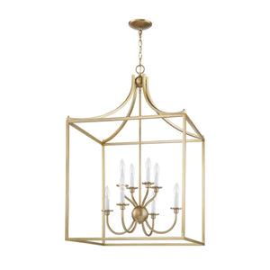 Thomas Lighting Prescott 8-Light Matte Metal Chandelier with Tiered Arms for Dining and Entryway Brass CN700818
