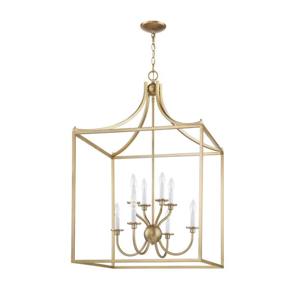 Thomas Lighting Prescott 8-Light Matte Metal Chandelier with Tiered Arms for Dining and Entryway Brass CN700818