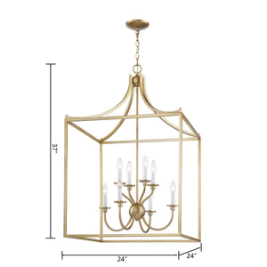 Thomas Lighting Prescott 8-Light Matte Metal Chandelier with Tiered Arms for Dining and Entryway Brass CN700818