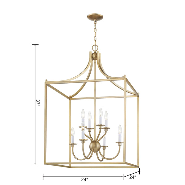 Thomas Lighting Prescott 8-Light Matte Metal Chandelier with Tiered Arms for Dining and Entryway Brass CN700818