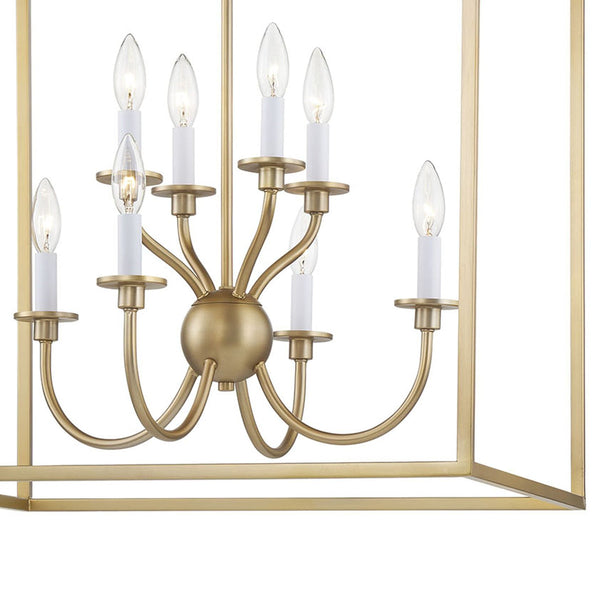 Thomas Lighting Prescott 8-Light Matte Metal Chandelier with Tiered Arms for Dining and Entryway Brass CN700818