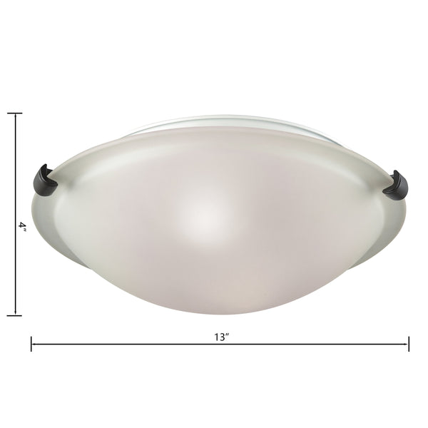 Thomas Lighting Sunglow Brushed Nickel Flush Mount with White Dome Glass Shade for Bedroom or Hallway 13 inches CN734299