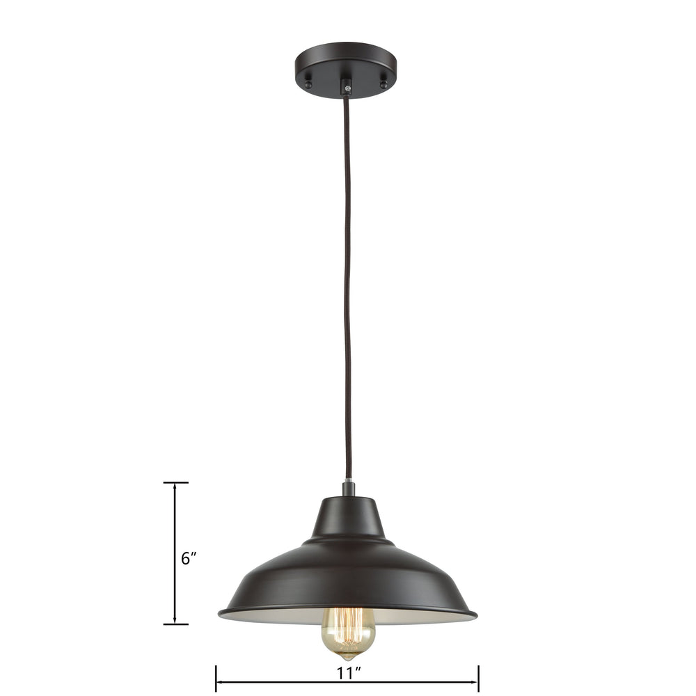 Thomas Lighting Classic Dome Pendant Light Hand-Finished Industrial Style for Kitchen or Dining Rooms Bronze CN770141