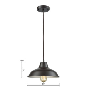Thomas Lighting Classic Dome Pendant Light Hand-Finished Industrial Style for Kitchen or Dining Rooms Bronze CN770141