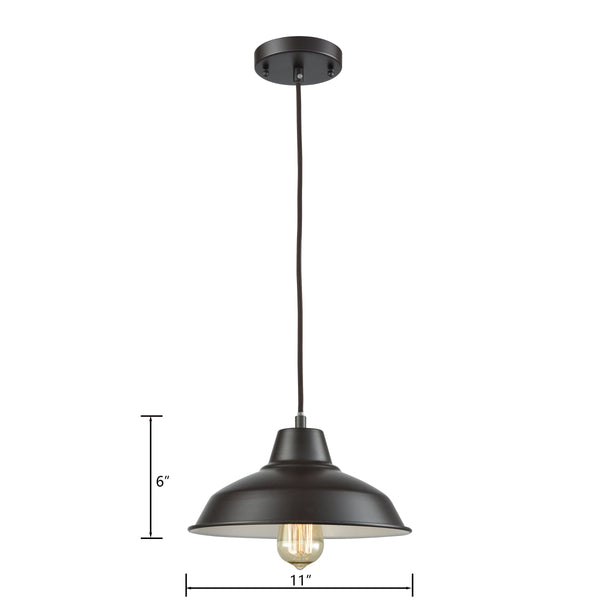 Thomas Lighting Classic Dome Pendant Light Hand-Finished Industrial Style for Kitchen or Dining Rooms Bronze CN770141