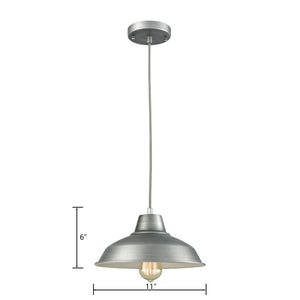 Thomas Lighting Classic Dome Pendant Light Hand-Finished Industrial Style for Kitchen or Dining Rooms Silver CN770148