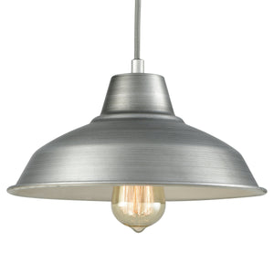 Thomas Lighting Classic Dome Pendant Light Hand-Finished Industrial Style for Kitchen or Dining Rooms Silver CN770148