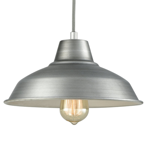 Thomas Lighting Classic Dome Pendant Light Hand-Finished Industrial Style for Kitchen or Dining Rooms Silver CN770148
