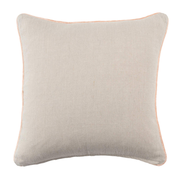 Jaipur Living Nikki Chu Ordella Embroidered Linen Greek Key Throw Pillow for Sofa or Bed Beige Poly Fill PLW102627