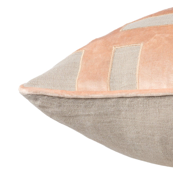 Jaipur Living Nikki Chu Jaipur Living Embroidered Linen Geometric Pillow Cover for Sofas and Accent Chairs Beige PLC101485