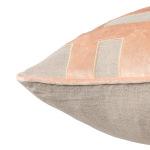 Jaipur Living Nikki Chu Ordella Embroidered Linen Greek Key Throw Pillow for Sofa or Bed Beige Poly Fill PLW102627