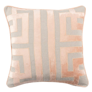 Jaipur Living Nikki Chu Ordella Embroidered Linen Greek Key Throw Pillow for Sofa or Bed Beige Poly Fill PLW102627