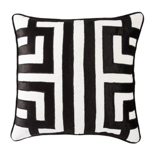 Jaipur Living Nikki Chu Ordella Embroidered Linen Greek Key Throw Pillow for Sofa or Bed White Down PLW102559