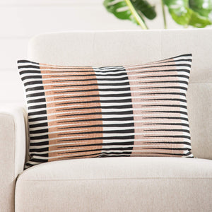 Jaipur Living Nikki Chu Jaipur Living Geometric Linen Lumbar Pillow Cover Blush Black Modern PLC102027
