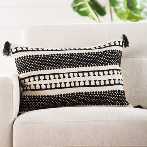 Jaipur Living Nikki Chu Fala Linen Lumbar Pillow Bohemian Geometric Tassels Sofa Accent Decor Poly Fill PLW102988