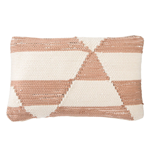 Jaipur Living Nikki Chu Geometric Lumbar Pillow Cover Wool Cotton Blend with Metallic Faux Leather PLC102038